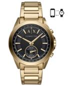 Ax Armani Exchange Men's Connected Gold-tone Stainless Steel Bracelet Hybrid Smart Watch 44mm