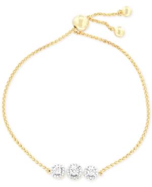Wrapped Diamond Cluster Slider Bracelet (1/6 Ct. T.w.) In 14k Gold-plated Sterling Silver, Created For Macy's