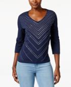 Alfred Dunner Petite Embellished V-neck Blouse