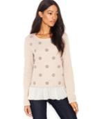 Maison Jules Long-sleeve Caviar-dotted Layered-look Top
