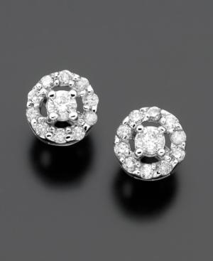 Diamond Earrings, 14k White Gold Diamond Flower Studs (1/2 Ct. T.w.)