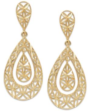 Diamond-cut Teardrop Earrings In 10k Gold