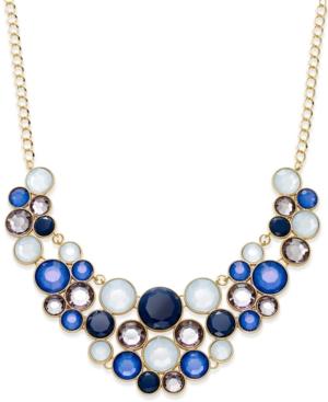 Inc International Concepts Gold-tone Multi-stone Blue Bubble Statement Necklace, Only At Macy's