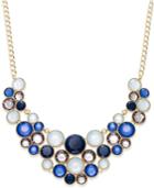 Inc International Concepts Gold-tone Multi-stone Blue Bubble Statement Necklace, Only At Macy's