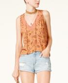 American Rag Juniors' Printed Lace-trim Top, Only At Macy's