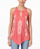 Inc International Concepts Embroidered Keyhole Halter Top, Only At Macy's