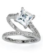 B. Brilliant Sterling Silver Rings Set, Cubic Zirconia Princess-cut Engagement Ring And Band Set (2-1/5 Ct. T.w.)
