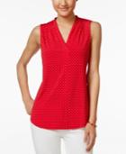 Charter Club Petite Sleeveless Dot-print Top, Only At Macy's