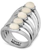 Lucky Brand Silver-tone White Stone Ladder Ring
