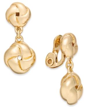 Charter Club Gold-tone Double Knot Clip-on Drop Earrings, Created For Macy's