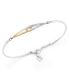 Wrapped Diamond Bar Bracelet In 14k Gold And Sterling Silver (1/6 Ct. T.w.)