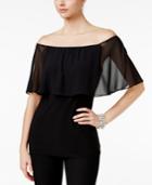 Msk Off-the-shoulder Chiffon Peasant Top