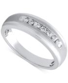 Beautiful Beginnings Men's Diamond Wedding Band In Sterling Silver (1/5 Ct. T.w.)