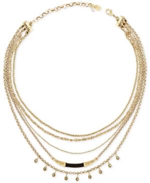 Lucky Brand Gold-tone & Black Leather Multi-layer Choker Necklace, A Macy's Exclusive Style
