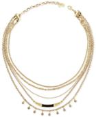 Lucky Brand Gold-tone & Black Leather Multi-layer Choker Necklace, A Macy's Exclusive Style