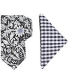 Tallia Men's Essex Paisley Slim Tie & Gingham Pocket Square Set