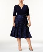 Alex Evenings Plus Size Sequined Embroidered Tea-length Dress