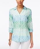 Charter Club Ombre Printed Linen Shirt, Only At Macy's
