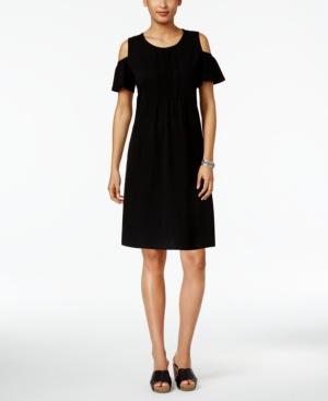 Style & Co Pleated Cold-shoulder Dress, Only At Macy's