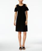 Style & Co Pleated Cold-shoulder Dress, Only At Macy's