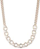 Dkny Gold-tone Imitation Pearl Ring Collar Necklace, Created For Macy's