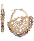 Lonna & Lilly Gold-tone Pave Beaded Filigree Hoop Earrings