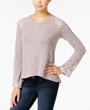 One Hart Juniors' High-low Lace-inset Sweater, Only At Macy's