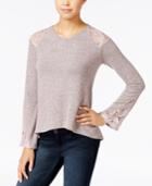 One Hart Juniors' High-low Lace-inset Sweater, Only At Macy's
