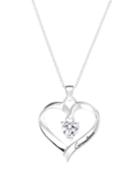 Inspirational Sterling Silver Necklace, Cubic Zirconia (6mm) Grandma Open Heart Pendant