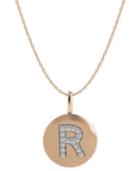 14k Rose Gold Necklace, Diamond Accent Letter R Disk Pendant