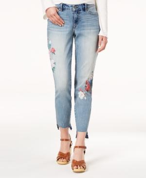 Vintage America Printed Step-hem Skinny Jeans