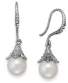 Charter Club Silver-tone Glass Crystal And Imitation Pearl Drop Earrings