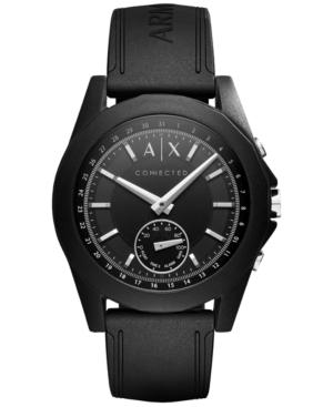 Ax Armani Exchange Men's Connected Black Silicone Strap Hybrid Smart Watch 44mm Axt1001