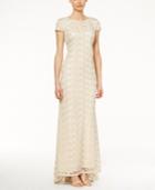 Calvin Klein Cap-sleeve Embroidered Lace Gown