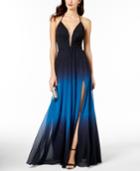 Betsy & Adam Lace-up Ombre Gown