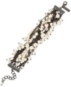 Inc International Concepts Hematite-tone Imitation Pearl And Chain Link Bracelet, Only At Macy's