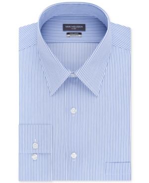 Van Heusen Men's Classic Wrinkle-free Flex Collar Stretch Blue Stripe Dress Shirt