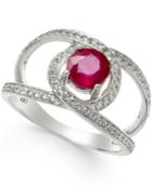 Ruby (1-1/4 Ct. T.w.) And White Sapphire (3/4 Ct. T.w.) Openwork Ring In Sterling Silver