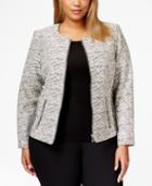 Calvin Klein Plus Size Long-sleeve Front-zip Blazer