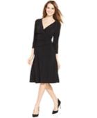Nine West Three-quarter-sleeve Ruched Dress