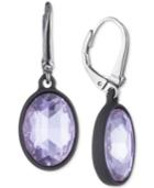 Dkny Hematite-tone & Black Rubber Colored Stone Drop Earrings, Created For Macy's