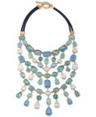 Carolee Gold-tone Multi-stone And Satin Cord Statement Necklace