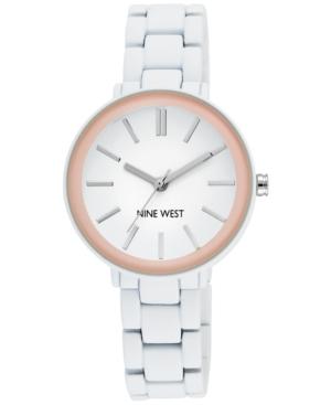 Nine West Women's White Rubber Bracelet Watch 34mm Nw/1877pkwt