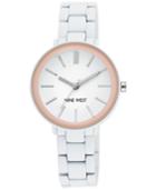 Nine West Women's White Rubber Bracelet Watch 34mm Nw/1877pkwt