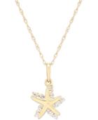 Cubic Zirconia Starfish Pendant Necklace In 10k Gold