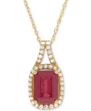 Certified Ruby (2-1/3 Ct. T.w.) And Diamond (1/5 Ct. T.w.) 18 Pendant Necklace In 14k Gold