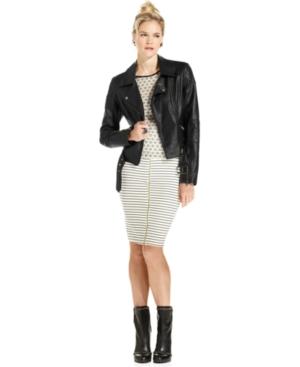 Bar Iii Jacket  Faux Leather Quilted Motorcycle