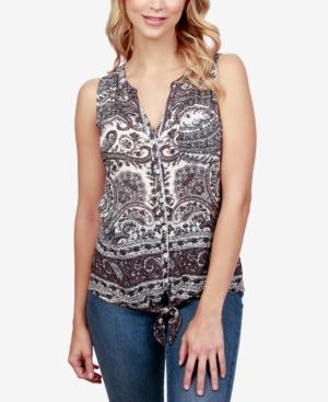 Lucky Brand Paisley-print Tie-front Shirt