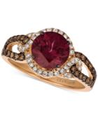 Le Vian Raspberry Rhodolite (1-5/8 Ct. T.w.), Chocolate Diamond (1/4 Ct. T.w.) And Vanilla Diamond (1/5 Ct. T.w.) Statement Ring In 14k Rose Gold