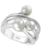 Effy Cultured Freshwater Pearl (6mm) Multi-band Ring In Sterling Silver